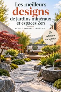 Un jardin minéral zen avec des galets et des plantes apaisantes