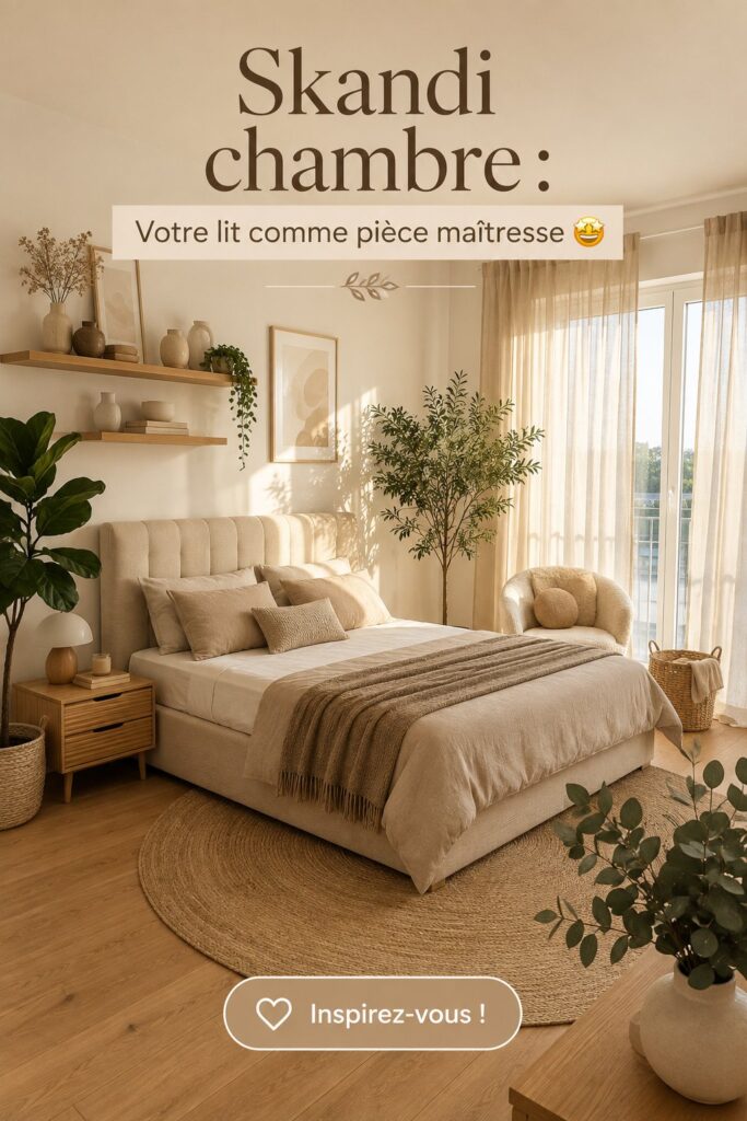 Chambre avec un lit au design scandinave élégant