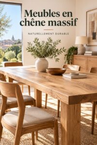 Meubles en chêne massif dans un intérieur chaleureux et accueillant
