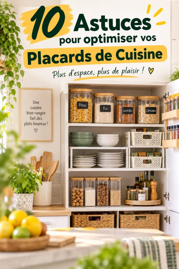 Placard de cuisine bien organisé avec des étagères et des accessoires de rangement.