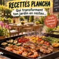 Plancha en extérieur avec aliments grillés, parfaite pour les soirées d'été