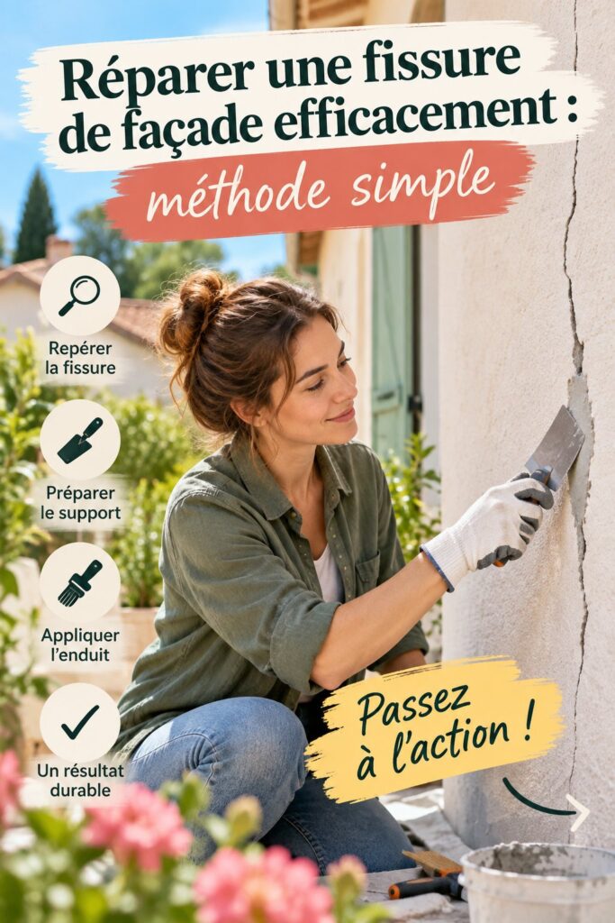 Réparation d'une fissure de façade avec des outils