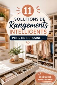 Dressing moderne bien organisé avec des solutions de rangement intelligentes