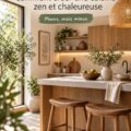 Cuisine au style Japandi avec une ambiance zen et chaleureuse