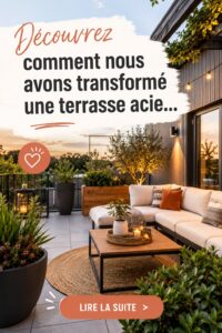 Terrasse récemment rénovée avec des meubles confortables et des plantes décoratives