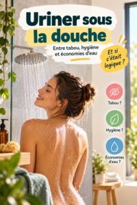 Femme prenant une douche avec une attitude écoresponsable