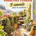 Balcon filant aménagé avec des plantes et des meubles confortables