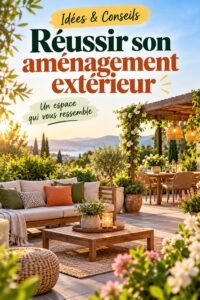 Un bel aménagement extérieur avec des plantes et des meubles confortables