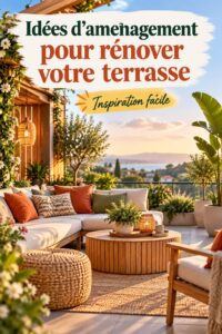 Terrasse aménagée avec des meubles confortables et des plantes décoratives