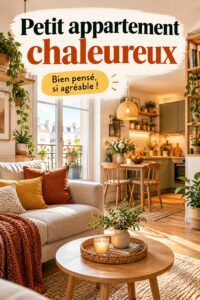 Un petit appartement lumineux aménagé avec des couleurs douces et des meubles confortables.