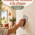 Un mur récemment enduit à la chaux apportant chaleur et style à une pièce.