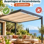 Pergola toile élégante dans un jardin accueillant, créant un espace de détente.