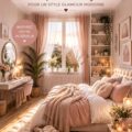Chambre rose cosy avec un décor glamour