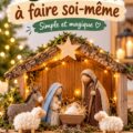 Image d'une crèche DIY chaleureuse réalisée avec des matériaux recyclés.