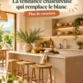 Cuisine moderne en beige avec des éléments chaleureux et accueillants.