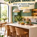 Cuisine moderne et conviviale avec un îlot central accueillant