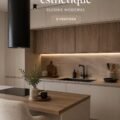 Cuisine moderne et esthétique avec un design chaud et accueillant.