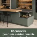 Cuisine ouverte et conviviale avec îlot central en bois