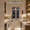 Petit espace cuisine chaleureuse avec meubles optimisés