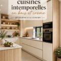 Cuisine en bois et crème, ambiance chaleureuse et accueillante.