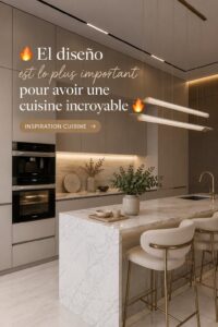 Cuisine moderne au design pratique avec des éléments chaleureux et fonctionnels.