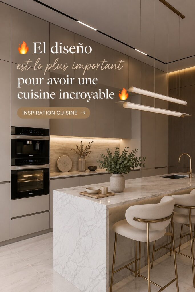 Cuisine moderne au design pratique avec des éléments chaleureux et fonctionnels.