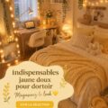 Chambre stylisée avec des accessoires en jaune doux pour une ambiance chaleureuse