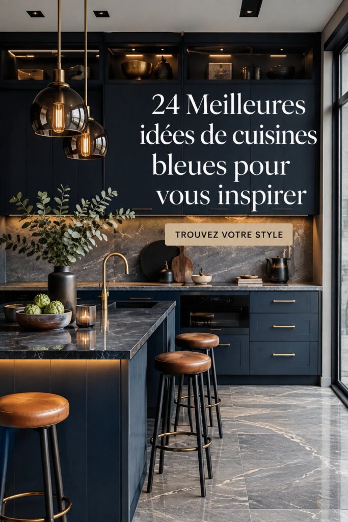 Cuisine moderne avec des éléments de design bleu