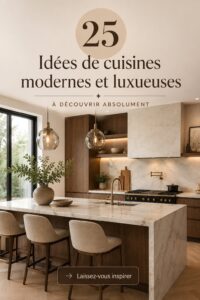 Cuisine moderne avec des meubles élégants et bien agencés, une ambiance chaleureuse.