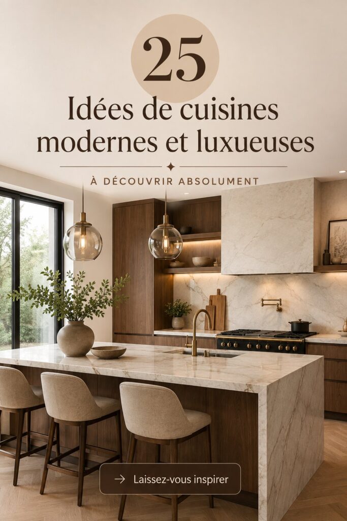 Cuisine moderne avec des meubles élégants et bien agencés, une ambiance chaleureuse.