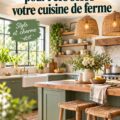 Cuisine de ferme modernisée avec des meubles en bois clair et des touches contemporaines.