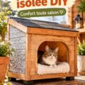 Niche de chat en bois isolée, décorée pour un confort optimal