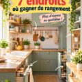 Une petite cuisine bien rangée avec des solutions de rangement astucieuses.