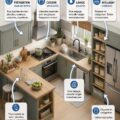 Cuisine bien organisée avec des rangements pratiques