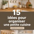 Une petite cuisine bien organisée avec des rangements astucieux et une décoration chaleureuse.