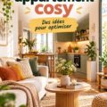 Petit appartement décoré de manière cosy et chaleureuse avec des couleurs douces et des textiles confortables.