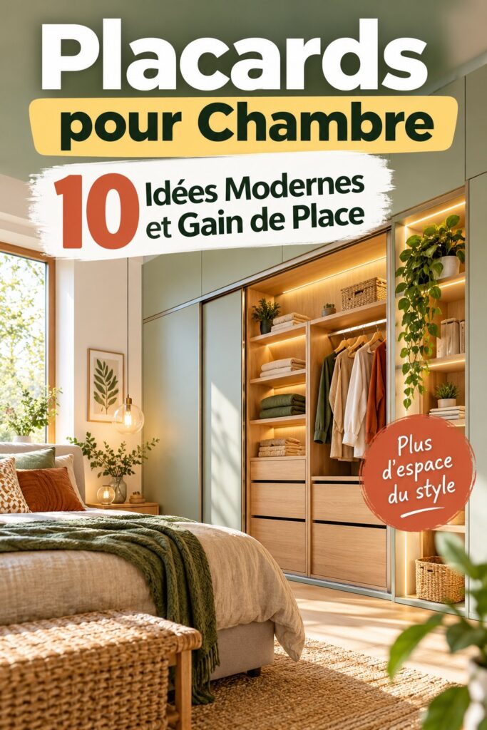 Placard moderne et fonctionnel dans une chambre contemporaine, offrant un gain de place.