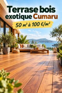 Terrasse en bois cumaru réalisée dans un jardin accueillant