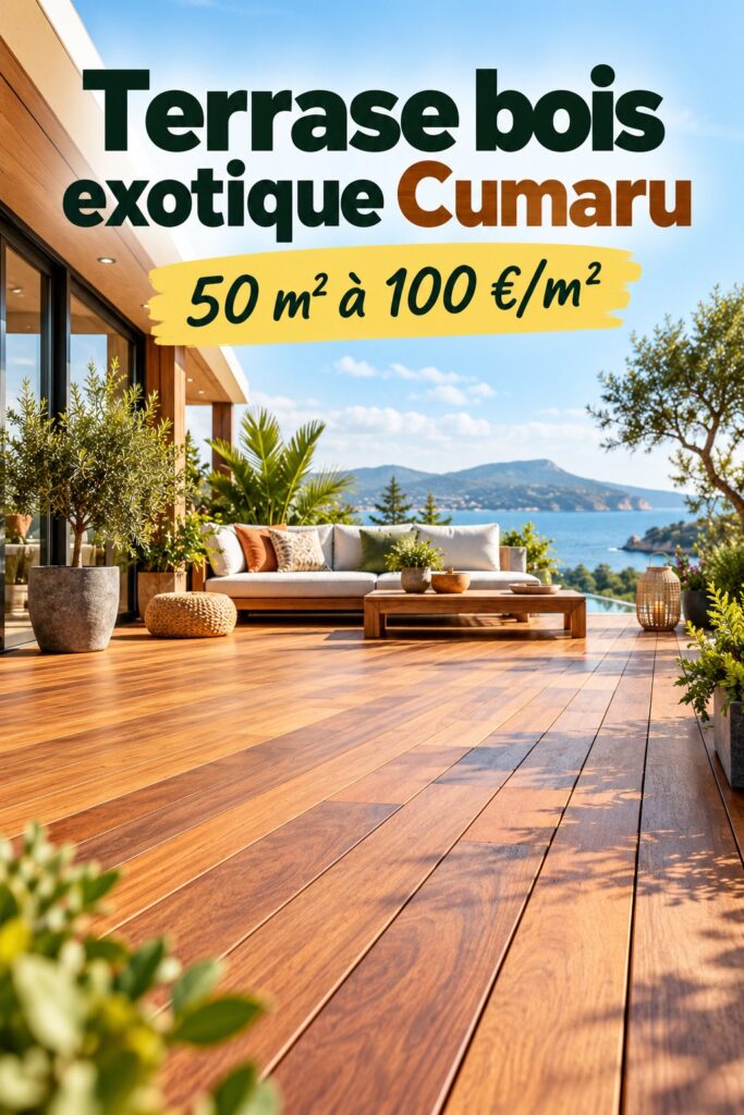 Terrasse en bois cumaru réalisée dans un jardin accueillant