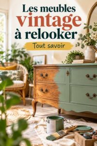 Meuble vintage relooké avec des couleurs modernes et une finition soignée