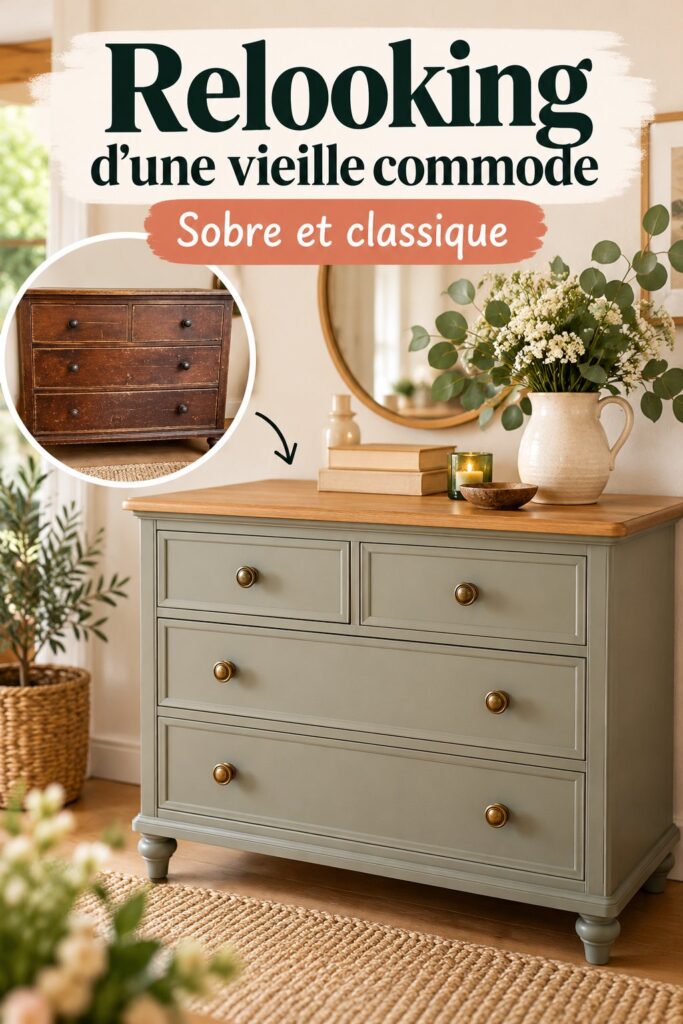 Commode rénovée avec un style sobre et classique