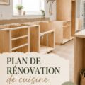 Un avant-après d'une rénovation de cuisine DIY, montrant un espace moderne et accueillant.