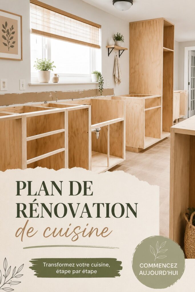 Un avant-après d'une rénovation de cuisine DIY, montrant un espace moderne et accueillant.