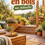 Terrasse en bois aménagée avec des plantes et du mobilier confortable