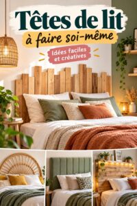 Tête de lit DIY moderne en bois et tissu, apportant une touche chaleureuse à la chambre.