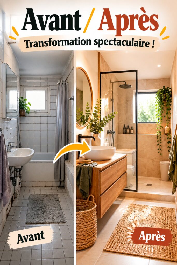 Salle de bain moderne avec carrelage chic après rénovation